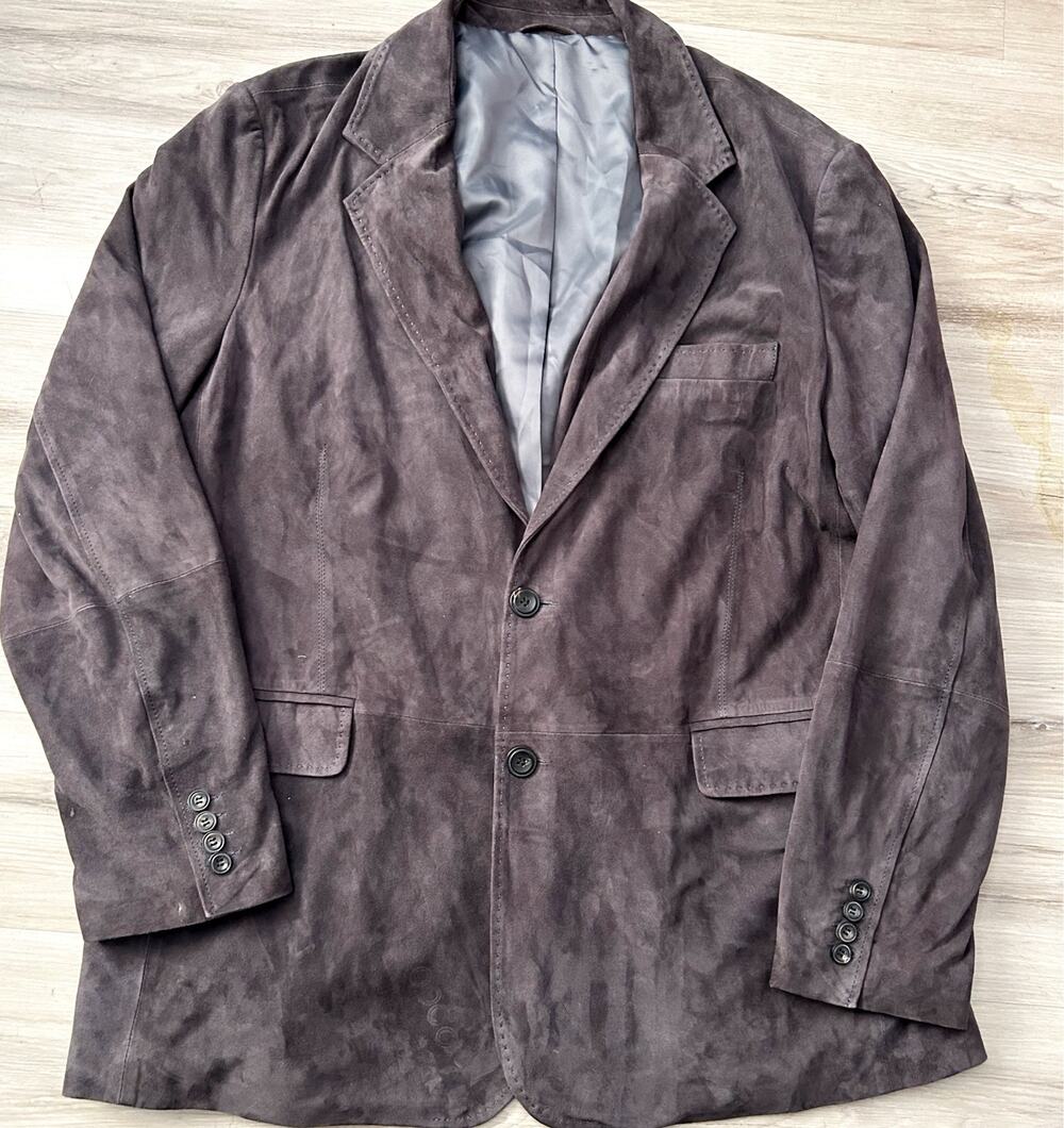 $1300 Willam & Kent Men’s Luxury 100% Goat Suede Charcoal Blazer Coat Sz 2XL EUC